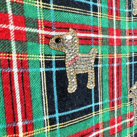 Talbots Medium 100% MERINO WOOL Rhinestone Christmas Dogs Poodle Sweater Top - Picture 5 of 7